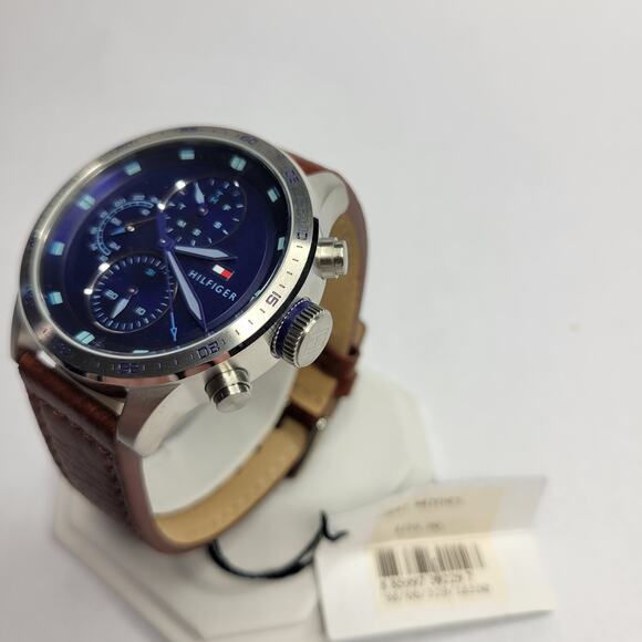 Tommy Hilfiger Men's Chronograph Brown Leather Strap Watch 46mm NEW - Picture 8 of 13